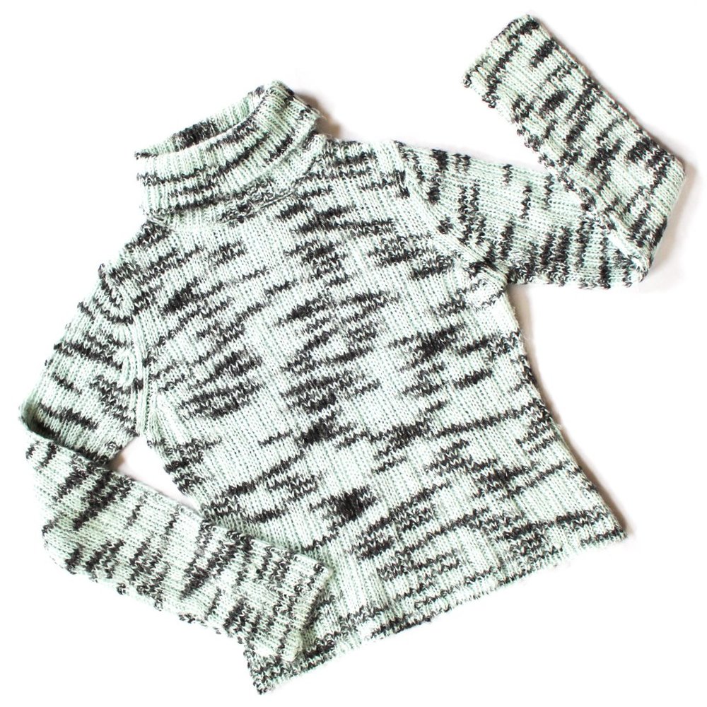 Urban Outfitters Women's Large Light Blue Spacedye Turtleneck Sweater